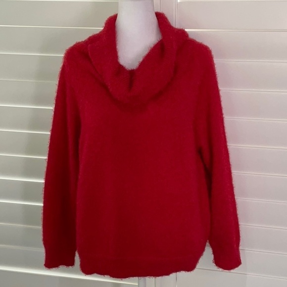 Venus Cowl neck Turtleneck Red Fuzzy Sweater | Small - Picture 1 of 6